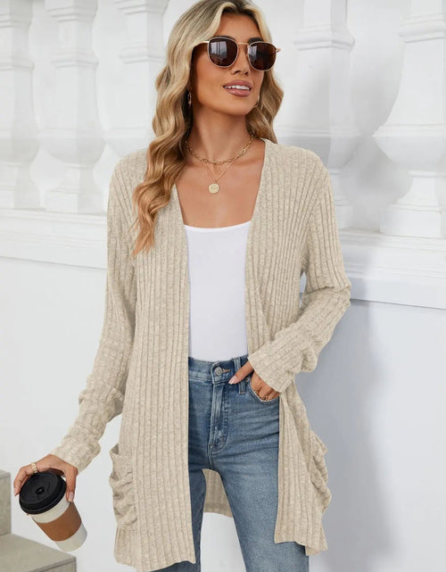 Load image into Gallery viewer, Pocketed Open Front Long Sleeve Cardigan 2668south
