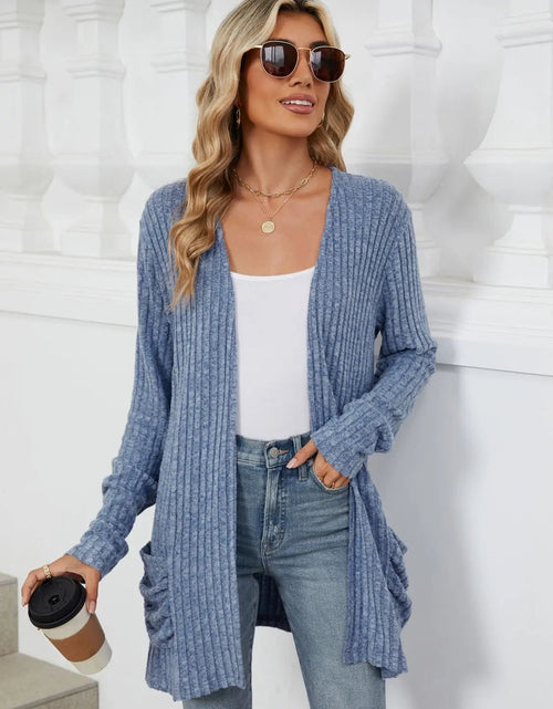 Load image into Gallery viewer, Pocketed Open Front Long Sleeve Cardigan 2668south
