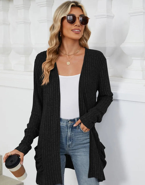 Load image into Gallery viewer, Pocketed Open Front Long Sleeve Cardigan 2668south
