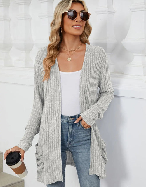 Load image into Gallery viewer, Pocketed Open Front Long Sleeve Cardigan 2668south
