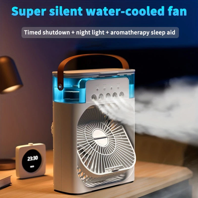 Portable Air Conditioner Fan Household Small Air Cooler Humidifier Hydrocooling Fan Portable Air Adjustment for Office 3 Speed 2668south