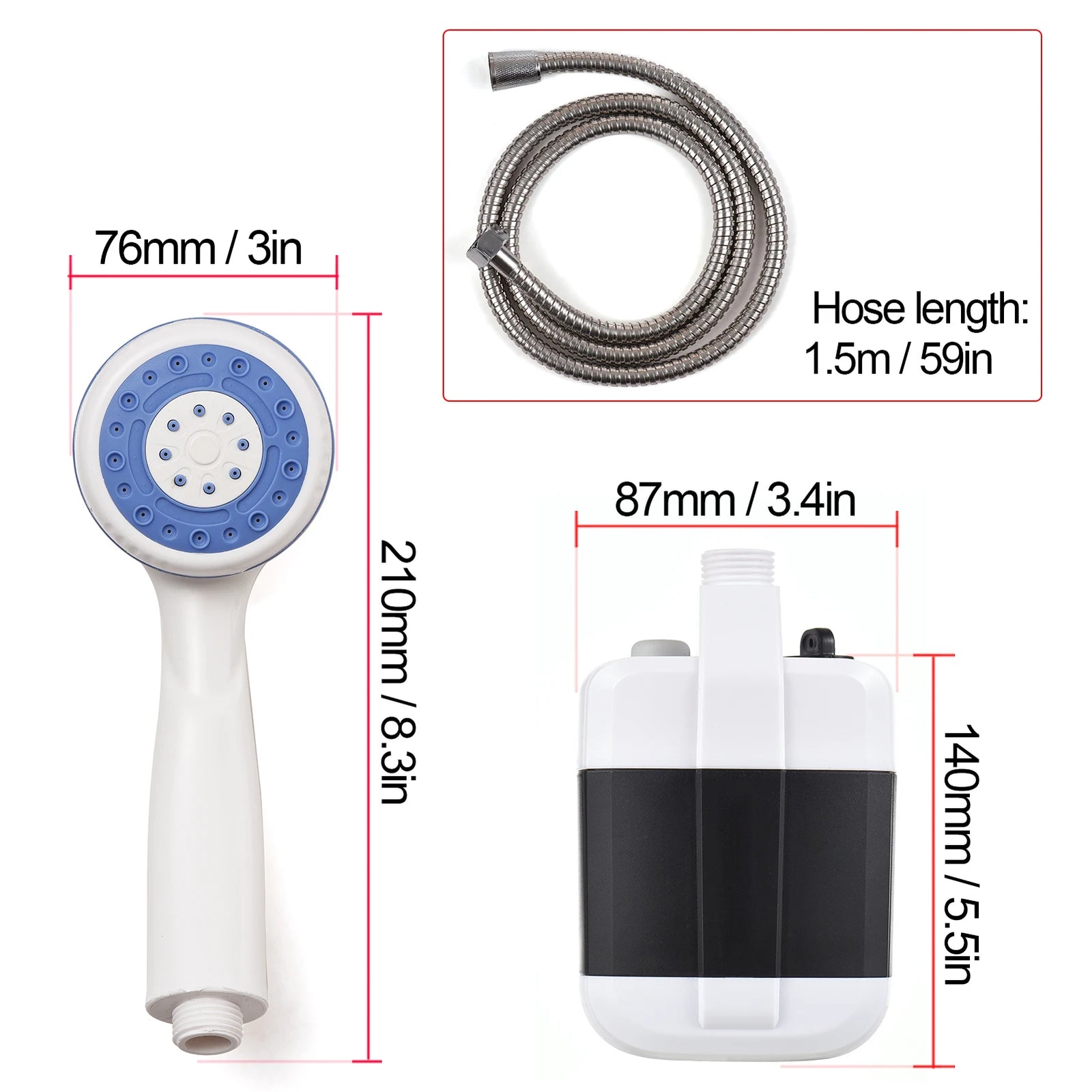 Portable Camping Shower Outdoor USB Rechargeable Electric Shower Pump for Camping Car Washing Gardening Pet Cleaning 2668south