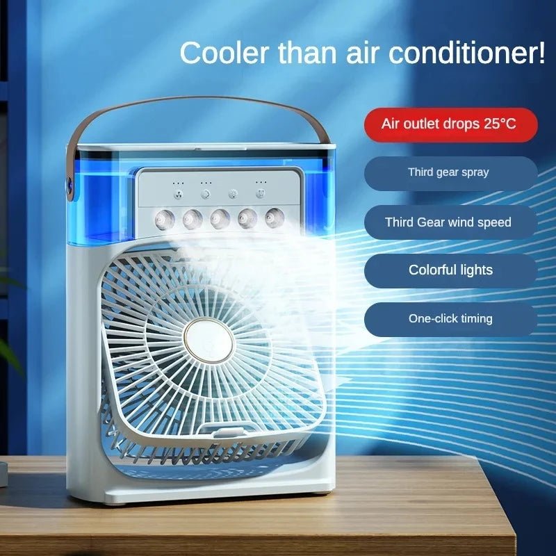 Portable Humidifier Fan Air Conditioner Household Small Air Cooler Hydrocooling Portable Air Adjustment for Office 3 Speed Fan 2668south