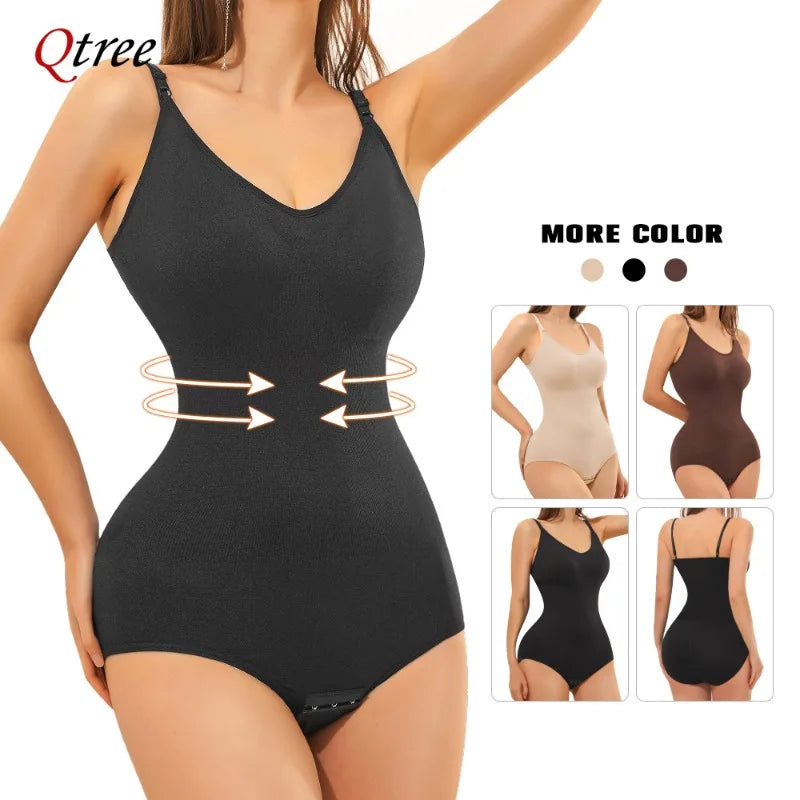 Qtree Full Body Shaper Shapewear Sculpting Sleeveless Tummy Control Bodysuit for Women Slim Waist Trainer with Hooks plus Size 2668south