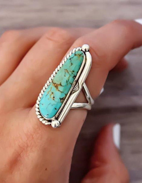 Load image into Gallery viewer, RETRO Geometric Drop-shaped Inlaid Turquoise Pattern Ring 2668south
