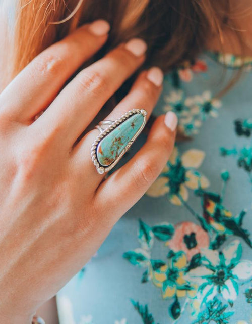 Load image into Gallery viewer, RETRO Geometric Drop-shaped Inlaid Turquoise Pattern Ring 2668south
