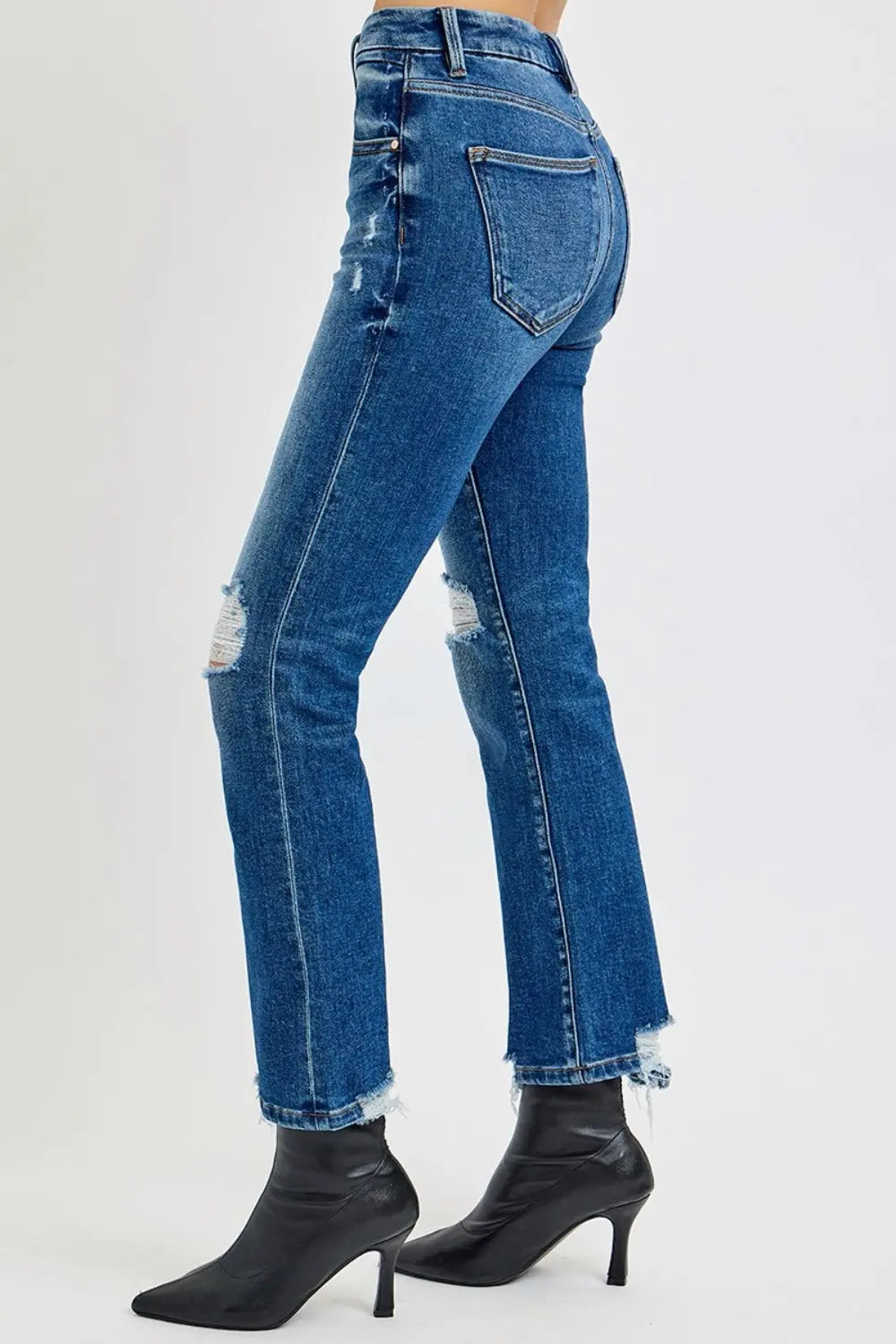 RISEN Full Size High Rise Distressed Crop Straight Jeans 2668south