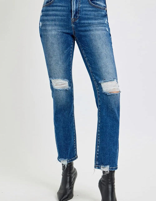 Load image into Gallery viewer, RISEN Full Size High Rise Distressed Crop Straight Jeans 2668south
