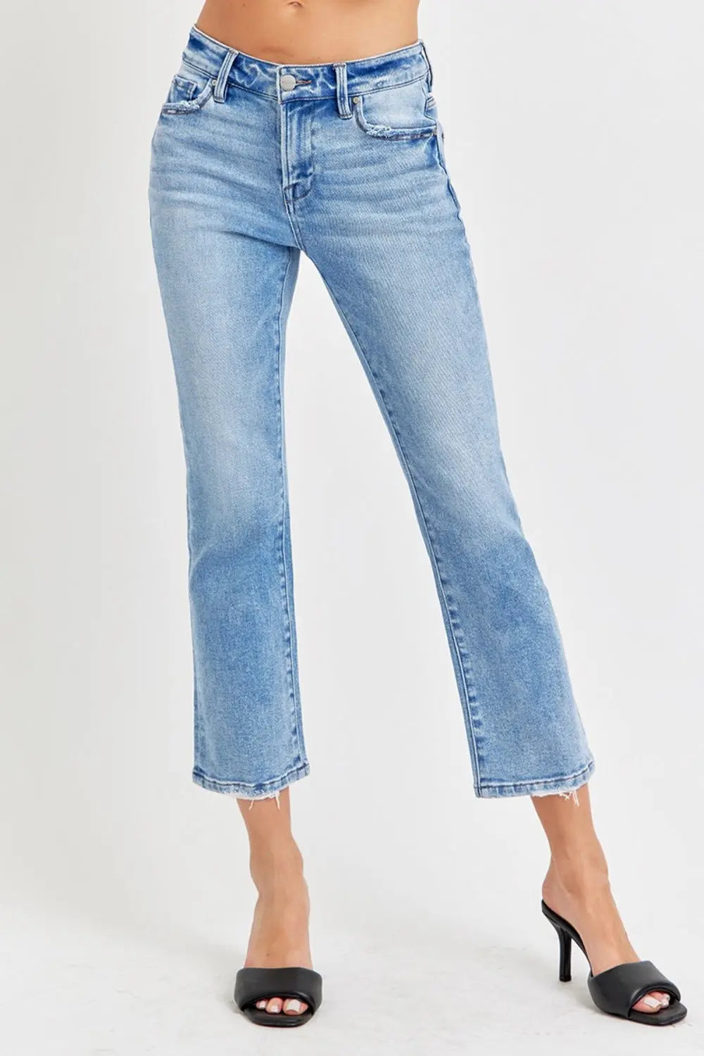 RISEN Full Size Low Rise Crop Slim Straight Jeans 2668south