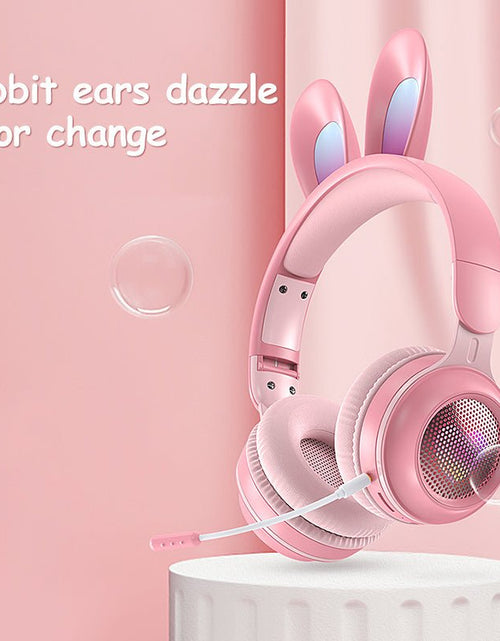 Load image into Gallery viewer, Rabbit Ear Headphones Wireless Luminous Extendable Wheat Headphones 2668south
