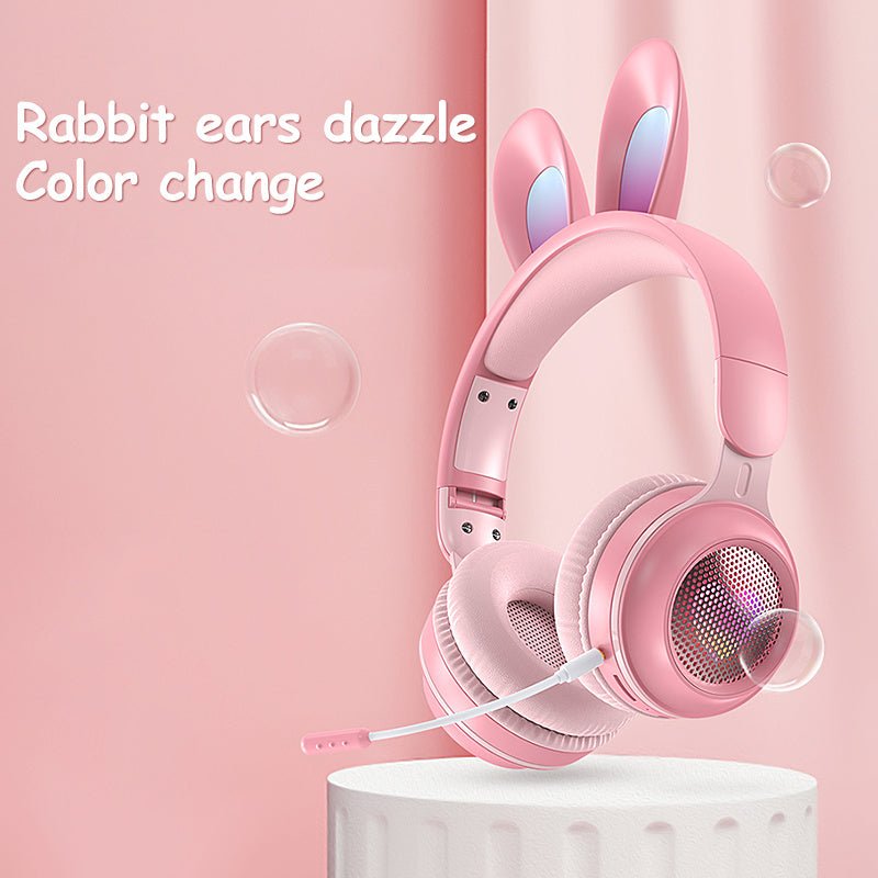 Rabbit Ear Headphones Wireless Luminous Extendable Wheat Headphones 2668south