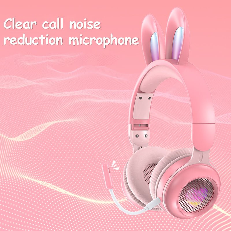 Rabbit Ear Headphones Wireless Luminous Extendable Wheat Headphones 2668south