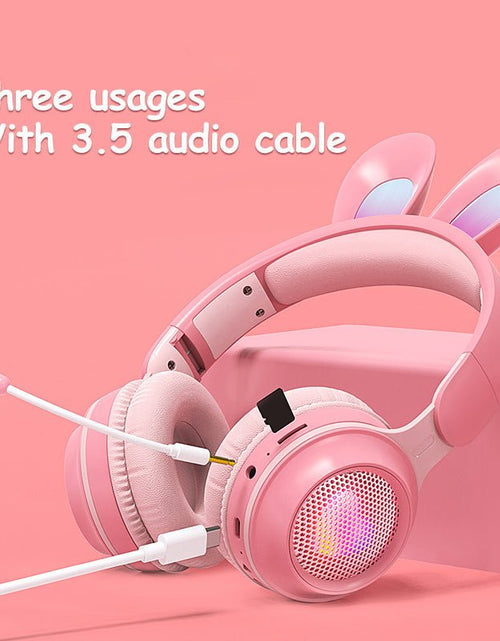 Load image into Gallery viewer, Rabbit Ear Headphones Wireless Luminous Extendable Wheat Headphones 2668south
