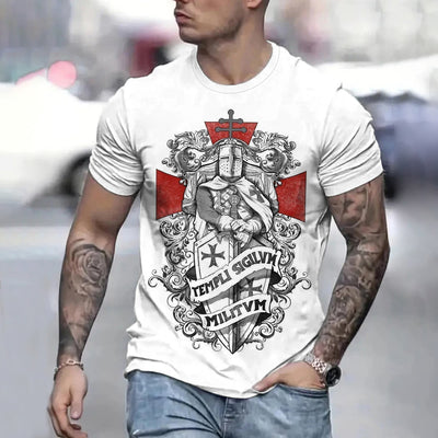 Retro Casual Templar Printed T-shirt 2668south