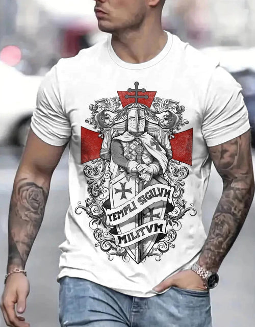 Load image into Gallery viewer, Retro Casual Templar Printed T-shirt 2668south
