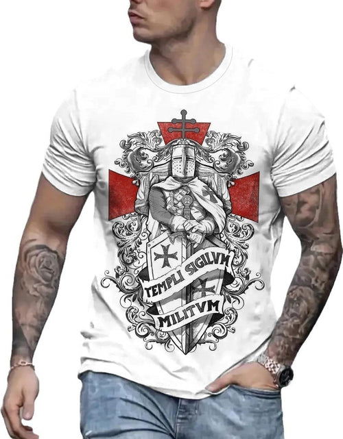 Load image into Gallery viewer, Retro Casual Templar Printed T-shirt 2668south
