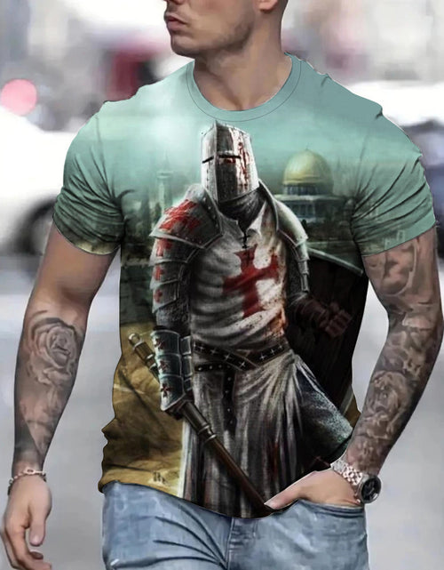 Load image into Gallery viewer, Retro Casual Templar Printed T-shirt 2668south
