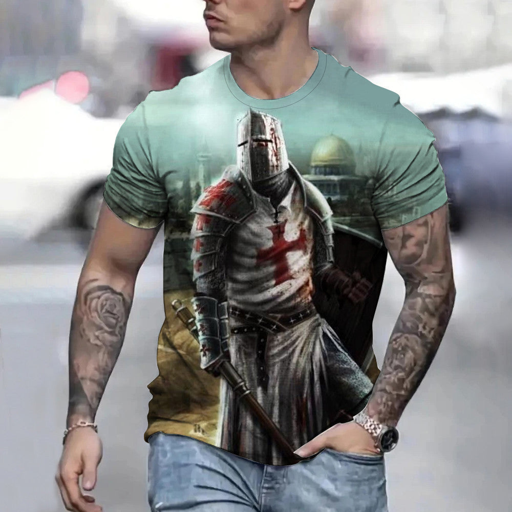 Retro Casual Templar Printed T-shirt 2668south