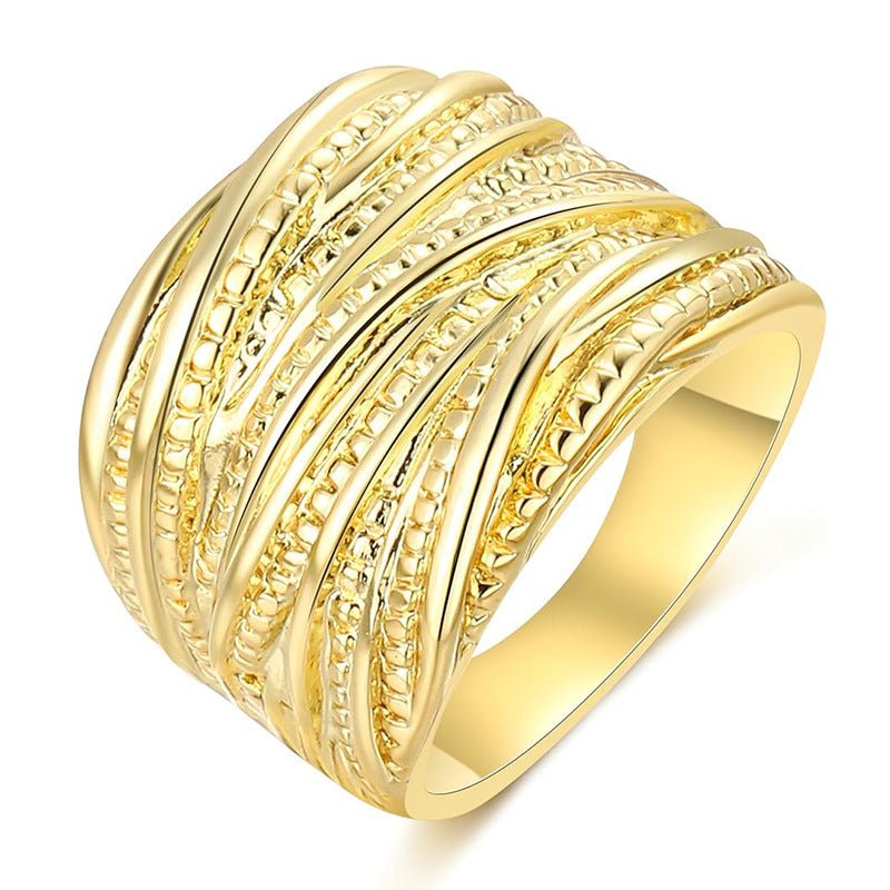 Retro Double Gold Texture Men's And Women's Rings Fashion 2668south