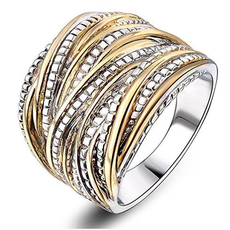 Retro Double Gold Texture Men's And Women's Rings Fashion 2668south