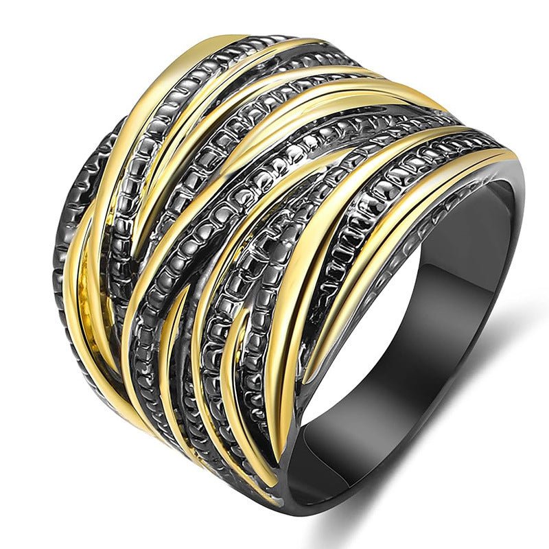 Retro Double Gold Texture Men's And Women's Rings Fashion 2668south