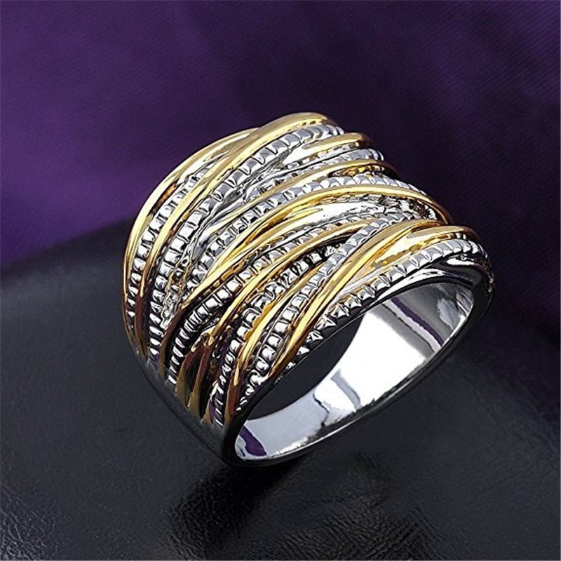 Retro Double Gold Texture Men's And Women's Rings Fashion 2668south