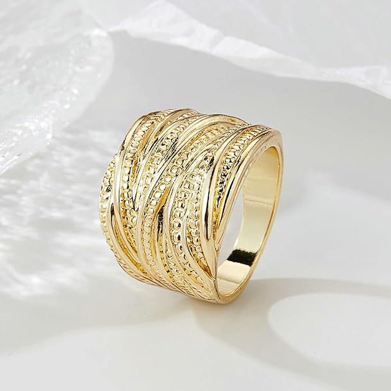 Retro Double Gold Texture Men's And Women's Rings Fashion 2668south