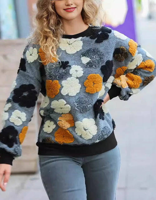 Load image into Gallery viewer, Retro Three-dimensional Flower Loose Temperament Cashmere Sweater 2668south
