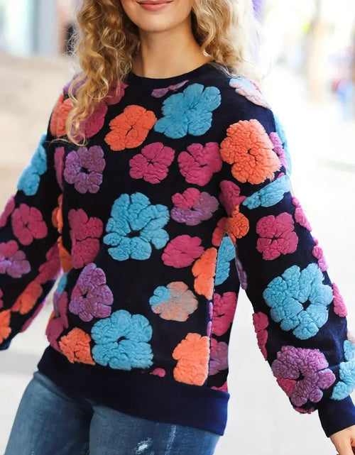 Load image into Gallery viewer, Retro Three-dimensional Flower Loose Temperament Cashmere Sweater 2668south
