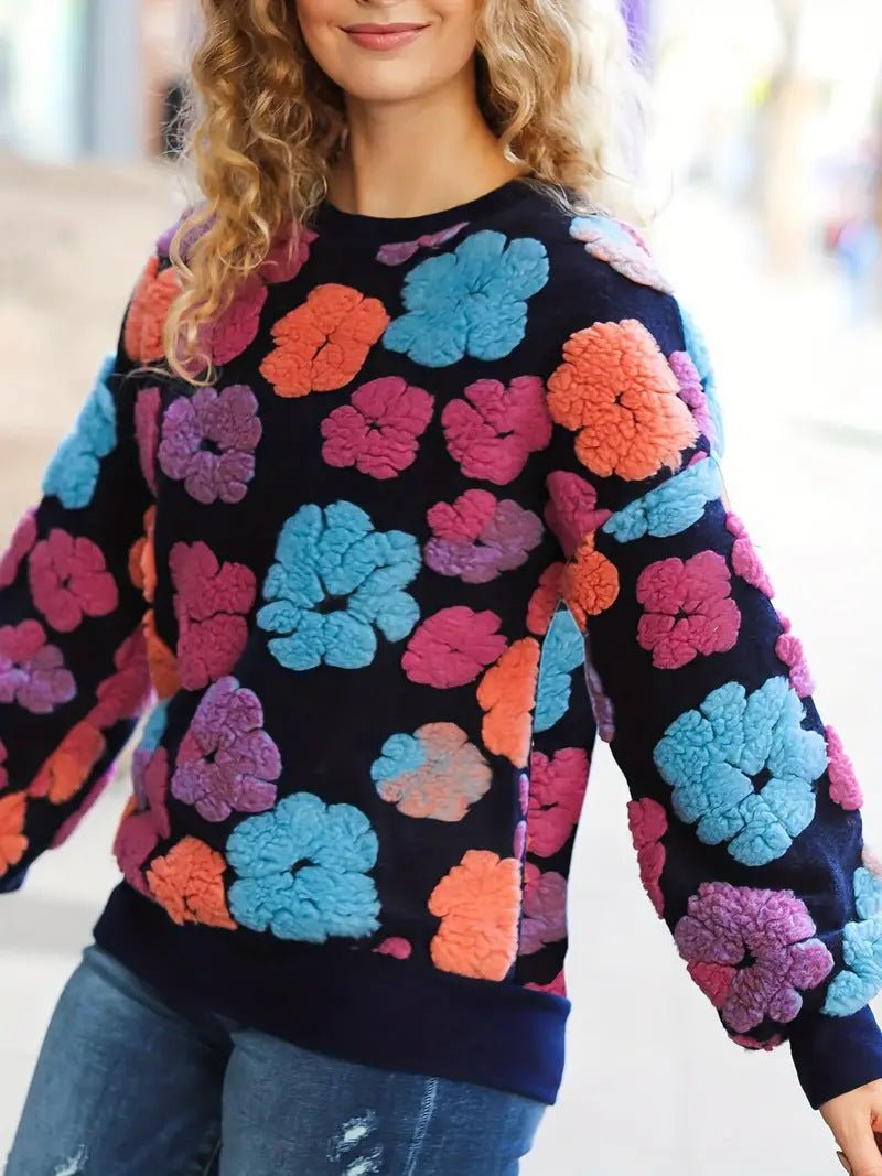 Retro Three-dimensional Flower Loose Temperament Cashmere Sweater 2668south