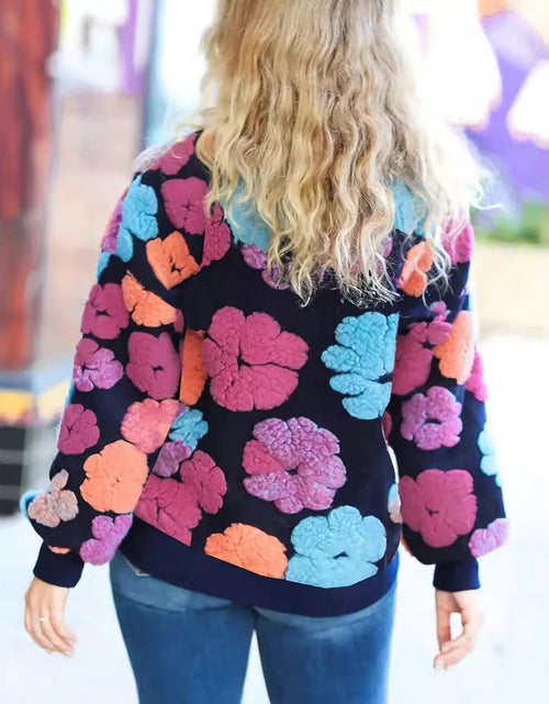 Load image into Gallery viewer, Retro Three-dimensional Flower Loose Temperament Cashmere Sweater 2668south
