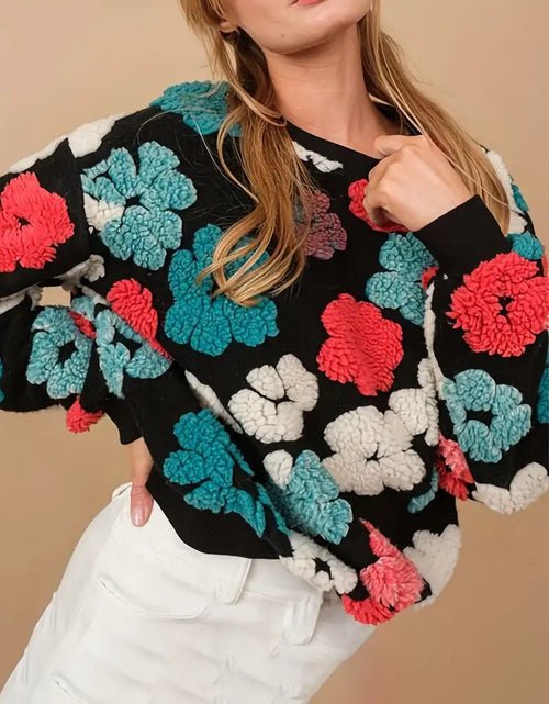 Load image into Gallery viewer, Retro Three-dimensional Flower Loose Temperament Cashmere Sweater 2668south
