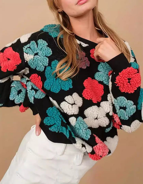 Load image into Gallery viewer, Retro Three-dimensional Flower Loose Temperament Cashmere Sweater 2668south
