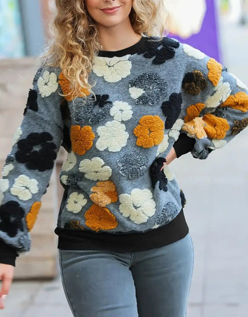 Load image into Gallery viewer, Retro Three-dimensional Flower Loose Temperament Cashmere Sweater 2668south
