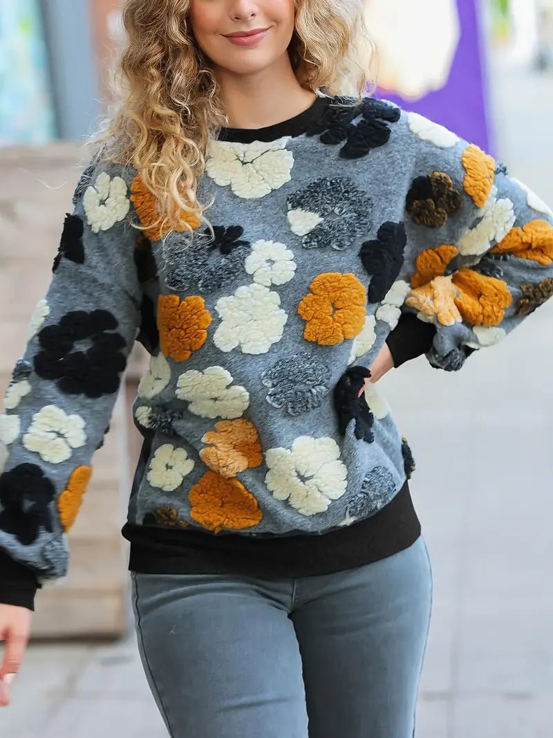 Retro Three-dimensional Flower Loose Temperament Cashmere Sweater 2668south