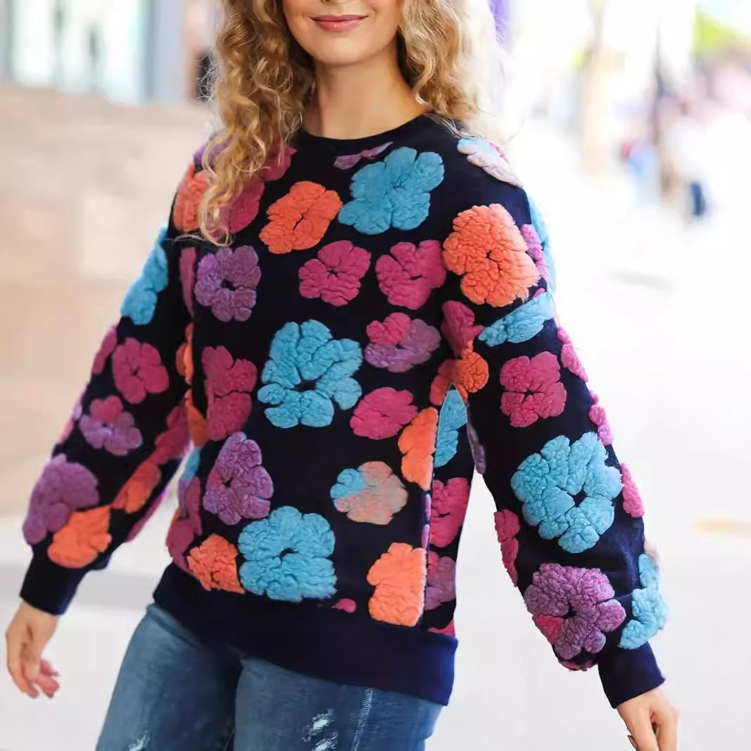 Retro Three-dimensional Flower Loose Temperament Cashmere Sweater 2668south