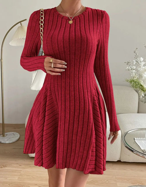 Load image into Gallery viewer, Ribbed Round Neck Long Sleeve Dress 2668south
