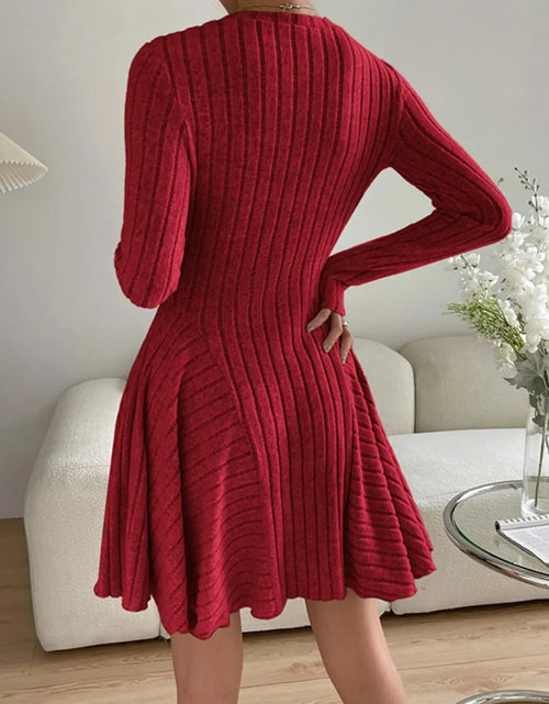 Load image into Gallery viewer, Ribbed Round Neck Long Sleeve Dress 2668south
