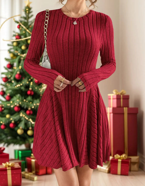 Load image into Gallery viewer, Ribbed Round Neck Long Sleeve Dress 2668south
