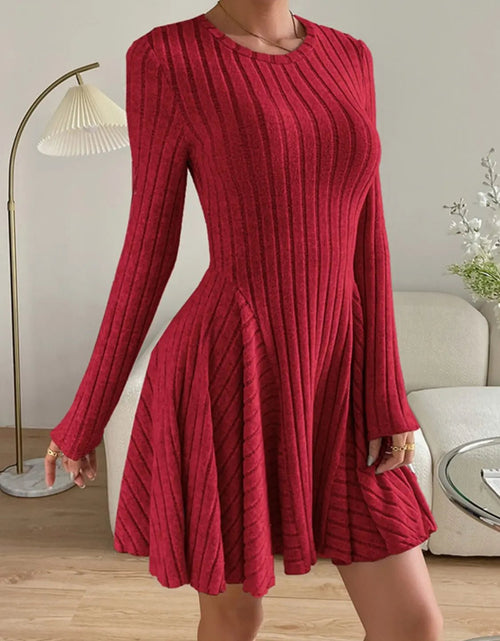 Load image into Gallery viewer, Ribbed Round Neck Long Sleeve Dress 2668south
