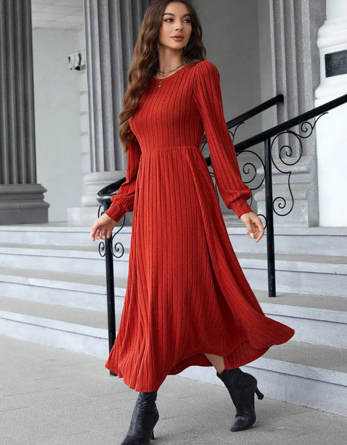 Load image into Gallery viewer, Ribbed Round Neck Long Sleeve Dress 2668south
