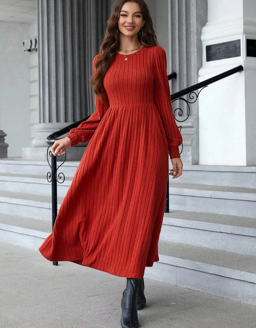 Load image into Gallery viewer, Ribbed Round Neck Long Sleeve Dress 2668south
