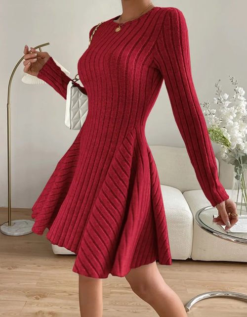 Load image into Gallery viewer, Ribbed Round Neck Long Sleeve Dress 2668south
