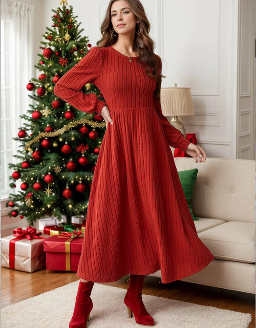 Load image into Gallery viewer, Ribbed Round Neck Long Sleeve Dress 2668south
