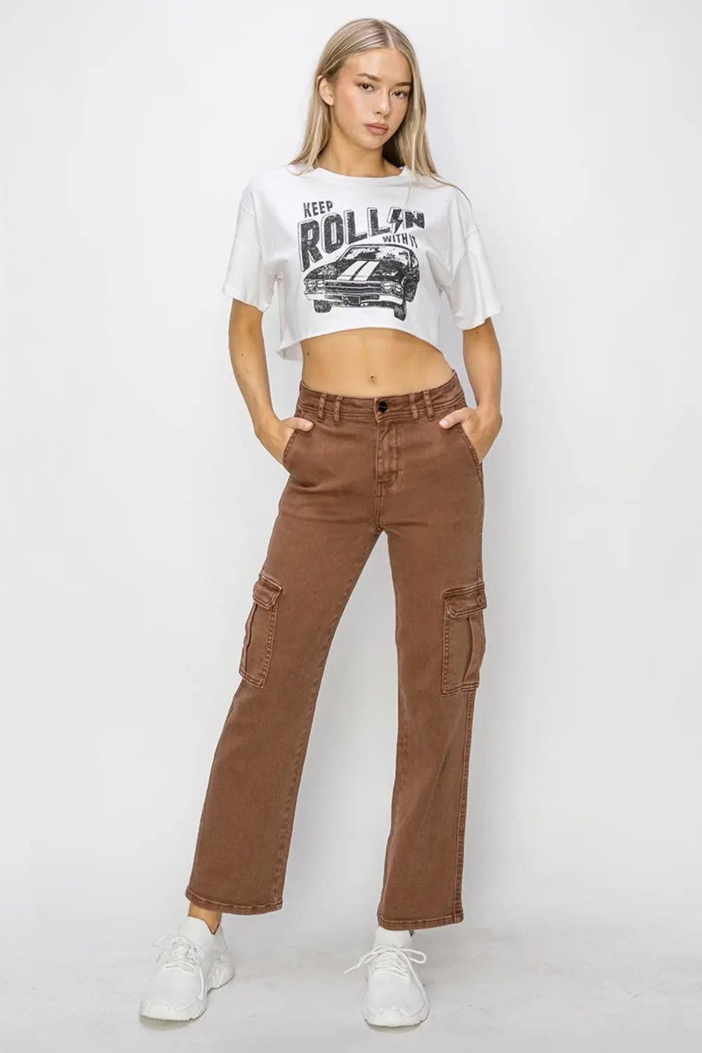 Risen Full Size High Rise Cargo Jeans 2668south