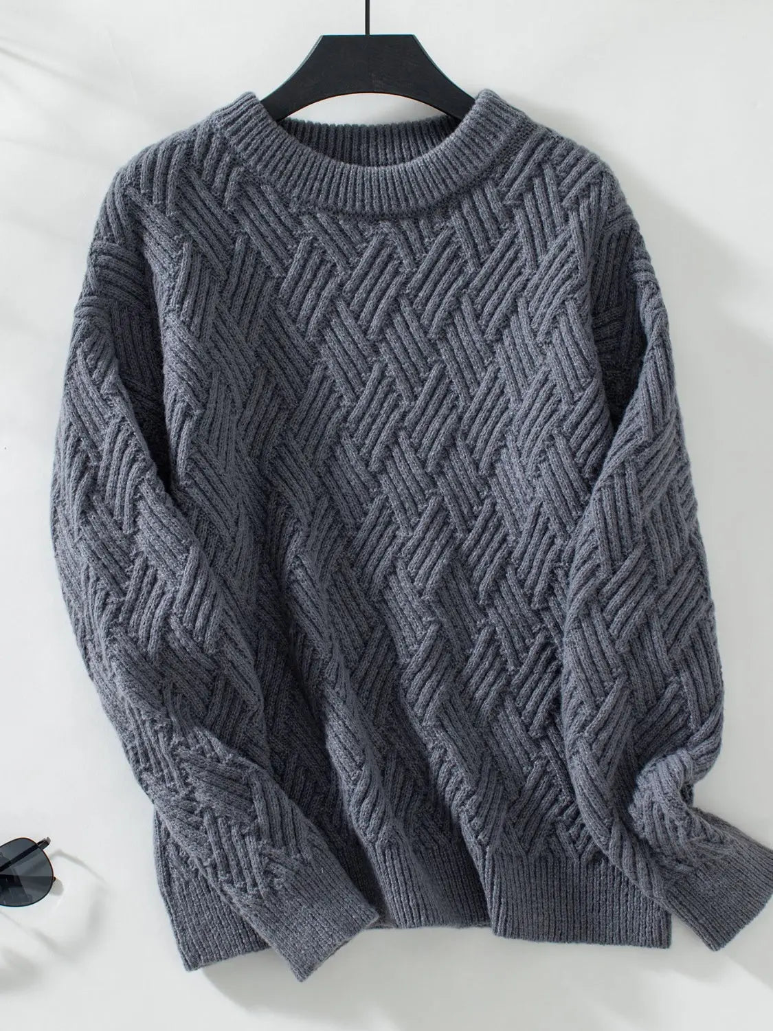 Round Neck Long Sleeve Woven Sweater 2668south