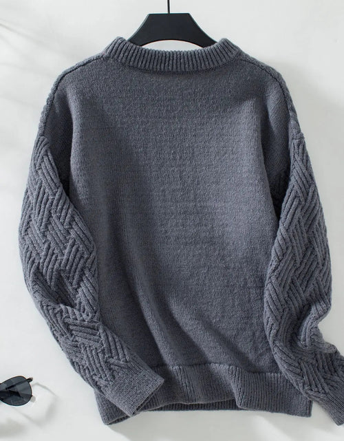 Load image into Gallery viewer, Round Neck Long Sleeve Woven Sweater 2668south
