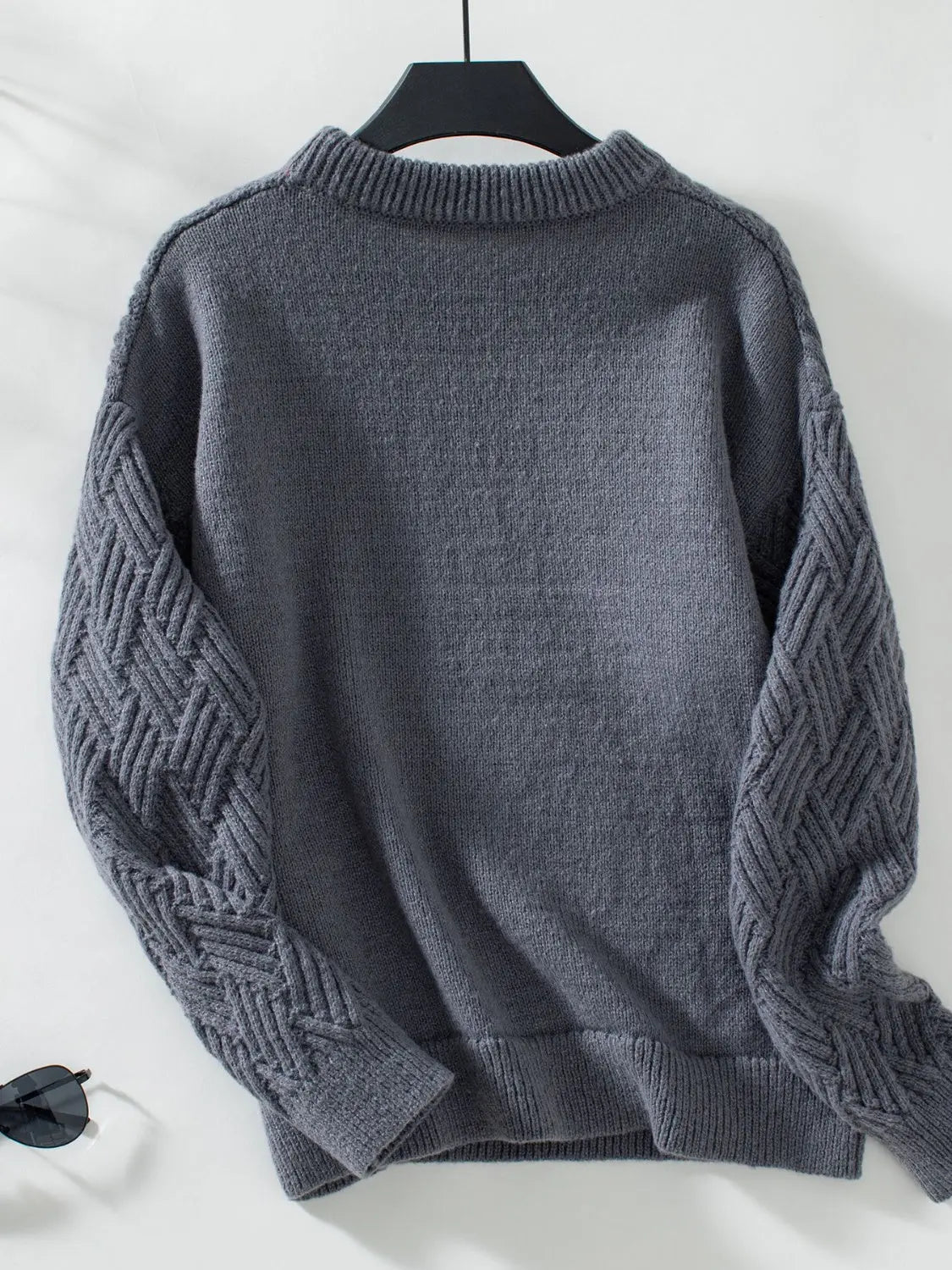 Round Neck Long Sleeve Woven Sweater 2668south