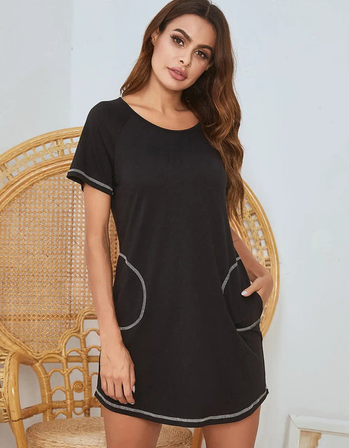 Load image into Gallery viewer, Round Neck Short Sleeve Lounge Dress 2668south
