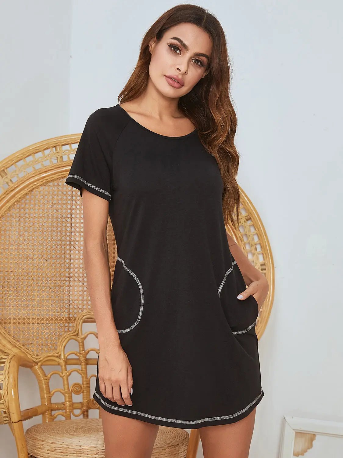 Round Neck Short Sleeve Lounge Dress 2668south